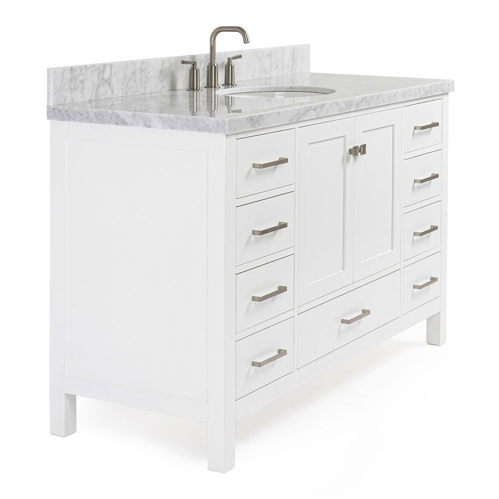 Cambridge 55" White Marble Top Single Basin Vanity