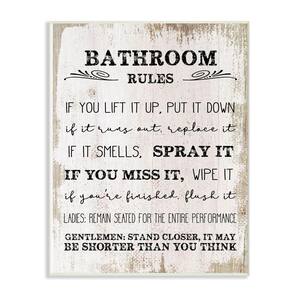 10 in. x 15 in. ''Bathroom Rules Wood'' by Daphne Polselli Wood Wall Art