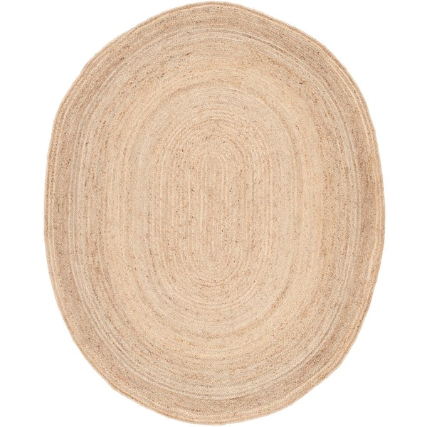 SAFAVIEH Cape Cod Natural 6 ft. x 8 ft. Solid Color Border Oval Area Rug