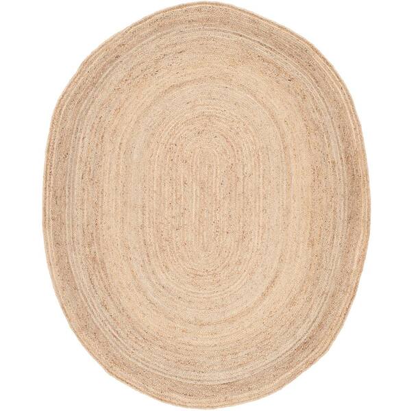 SAFAVIEH Cape Cod Natural 9 ft. x 12 ft. Solid Color Border Oval Area Rug
