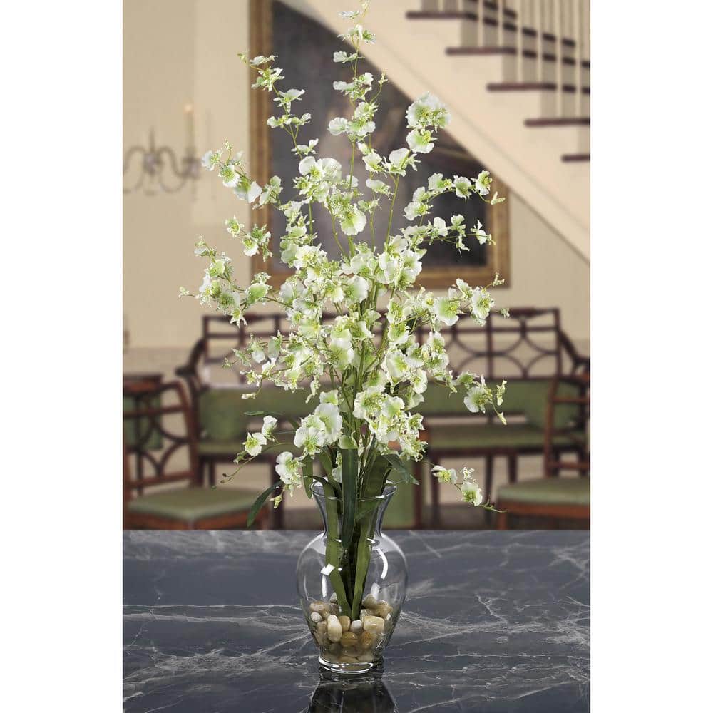 Elegant Orchid 29" Silk Flower Arrangement in Glass Vase