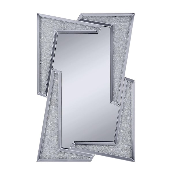 Acme Furniture Large Irregular Mirrored And Faux Diamonds Contemporary Mirror (47 in. H x 31 in. W)