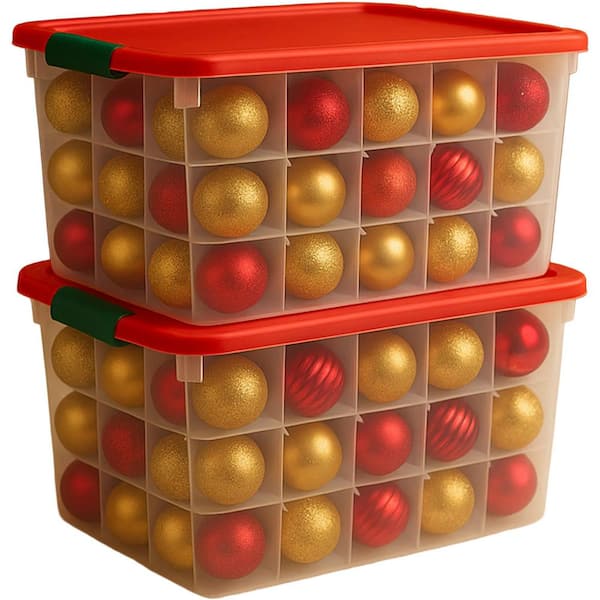 112 Qt Latching Holiday Plastic Storage Container Tote Box, Clear (2 Pack)