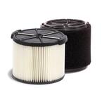 Standard Pleated Paper Filter and Wet Application Foam Filter for 3 to 4.5 Gallon RIDGID Wet/Dry Shop Vacuums