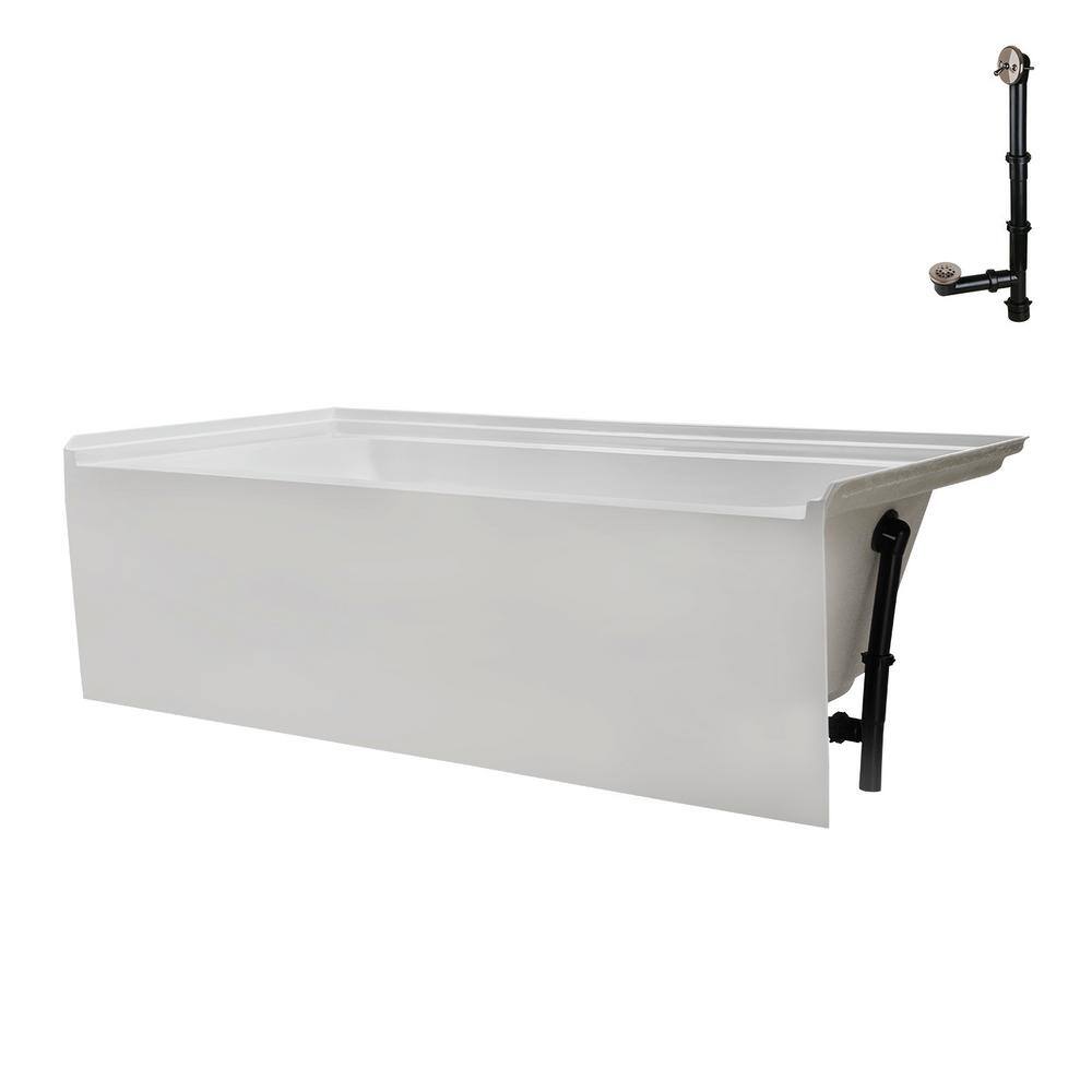 Glossy White 60" x 30" Acrylic Right-Hand Drain Alcove Bathtub