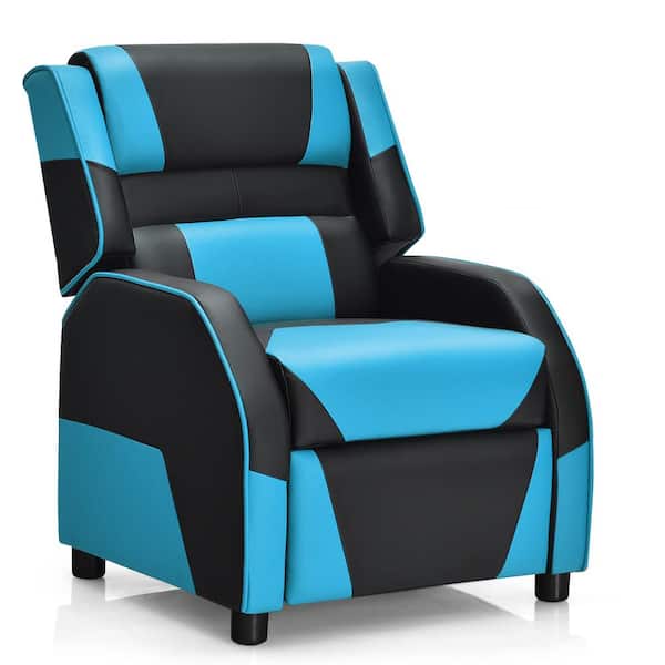Gymax 24 in. W Gaming Recliner Sofa PU Leather Armchair for Kids Youth with  Footrest Blue GYM06580 - The Home Depot