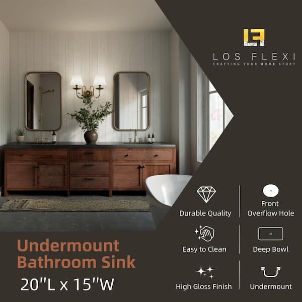 Los Flexi 20 in. L x 15 in. W Undermount Bathroom Sink White