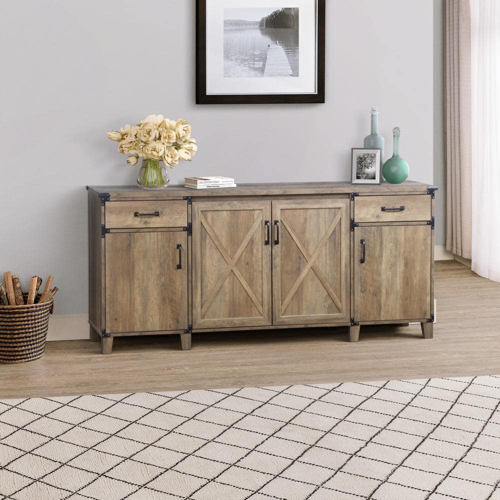 SAINT BIRCH Oxford Rustic Oak Credenza Storage File with 2