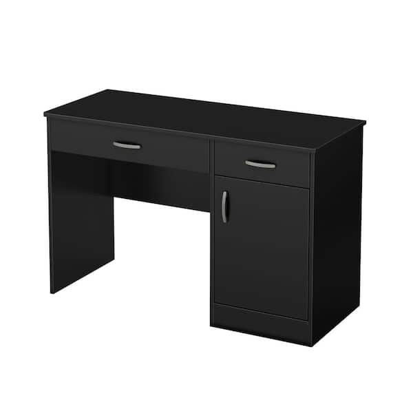 South Shore 43.75 in. Pure Black Rectangular 2 -Drawer Computer Desk with Adjustable Shelves