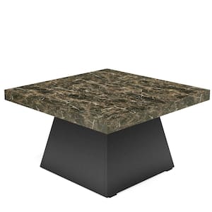 Allan 31.49 in. Black Square Wood Coffee Table with Adjustable LED Light Living Room