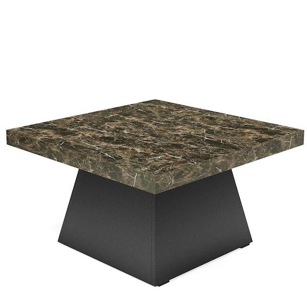 BYBLIGHT Allan 31.49 in. Black Square Wood Coffee Table with Adjustable LED Light Living Room
