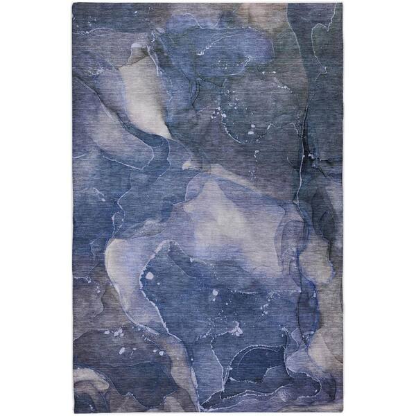 Dream Shag Premium Machine Washable Abstract ADS522 Blue 10 ft. x 14 ft. Area Rug