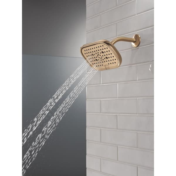 Gold H2Okinetic 6-Spray Patterns 9 in. Wall Mount Fixed Shower Head in Lumicoat Champagne Bronze