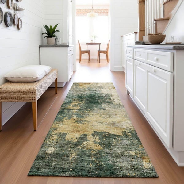 Mayfield Premium Machine Washable Abstract AMF1072 Fern 2 ft. 3 in. x 7 ft. 6 in. Runner Rug