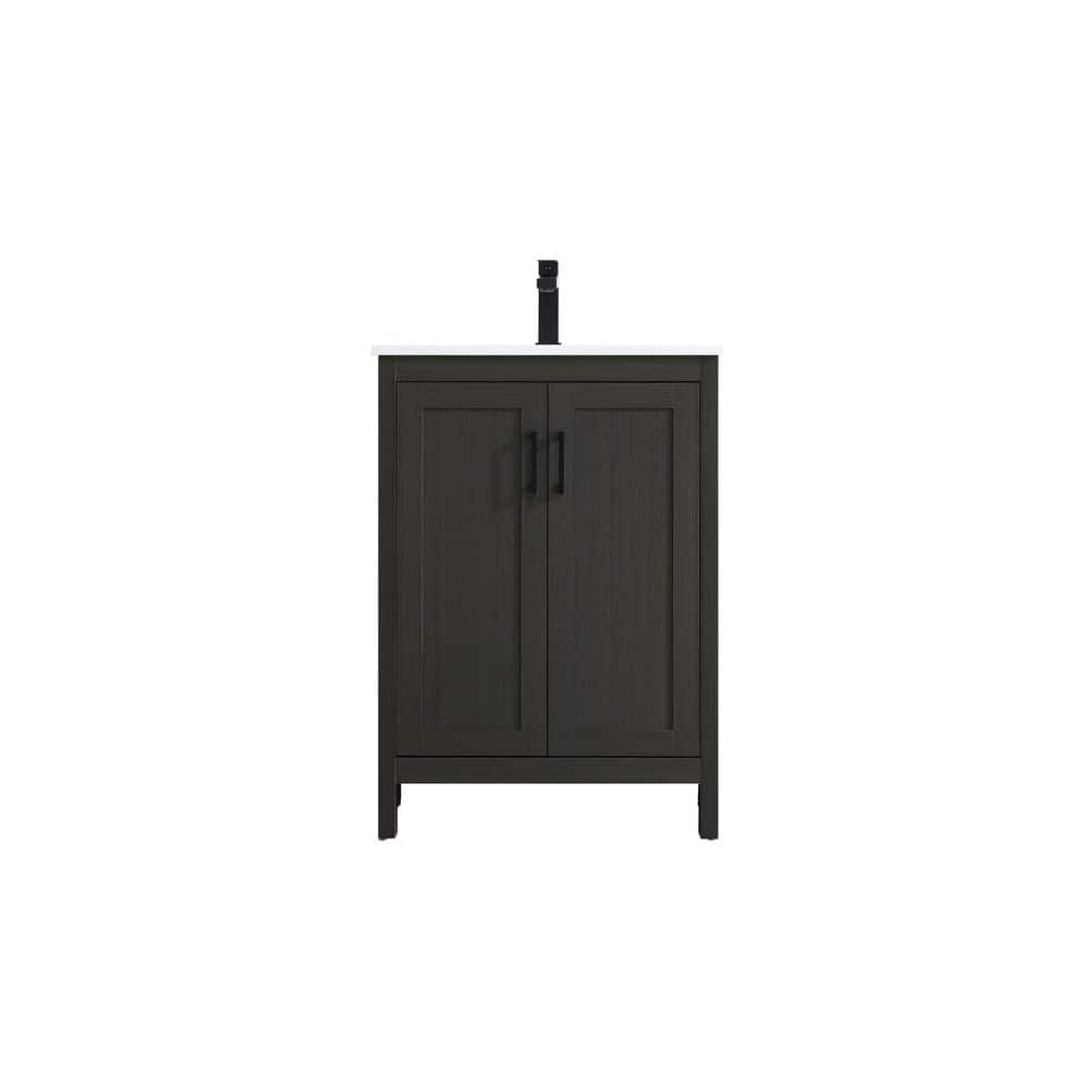 24 in. Single Sink Mocha Brown Bath Vanity with White Engineered Marble Top price history on PriceWatchPro