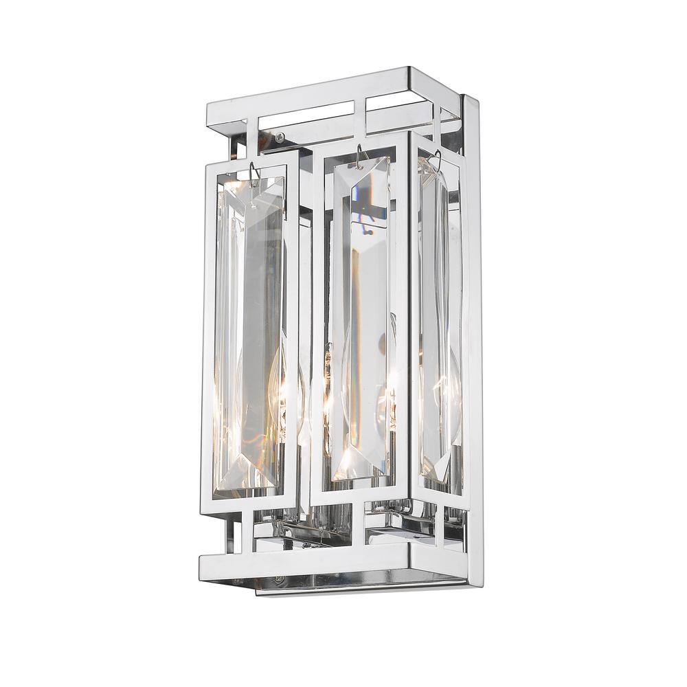 Chrome Crystal Dimmable 2-Light Wall Sconce