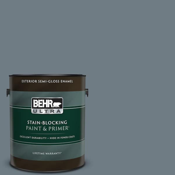 BEHR ULTRA 1 gal. #N490-5 Charcoal Blue Semi-Gloss Enamel Exterior Paint & Primer