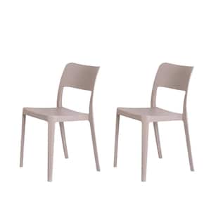 La Vie Taupe Stackable Resin Armless Dining Chair (Set of 2)