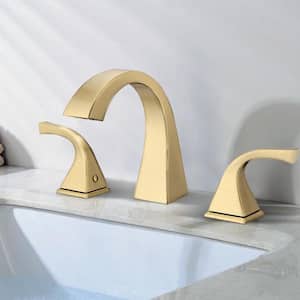 8 in. Widespread Three Hole 2-Handle Bathroom Faucet with pop-up drain in Brass