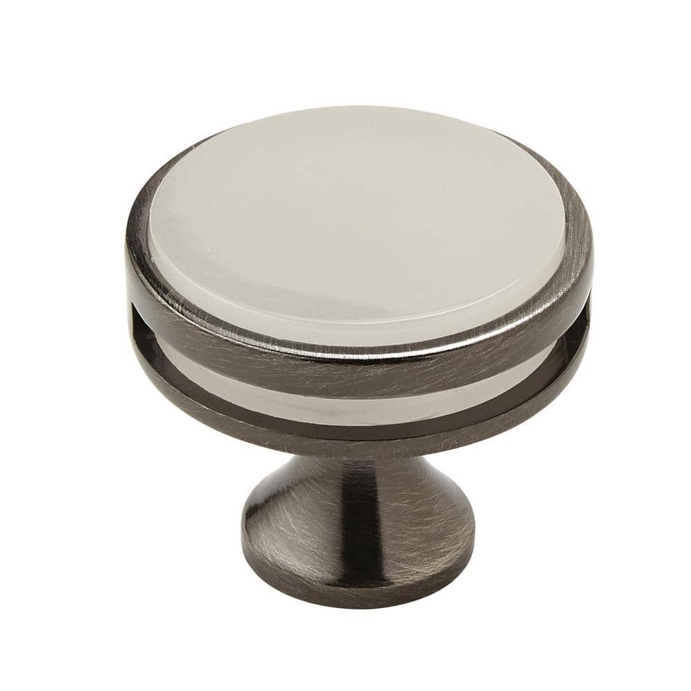 Oberon 1-3/8 in. (35mm) Modern Gunmetal/Frosted Acrylic Round Cabinet Knob