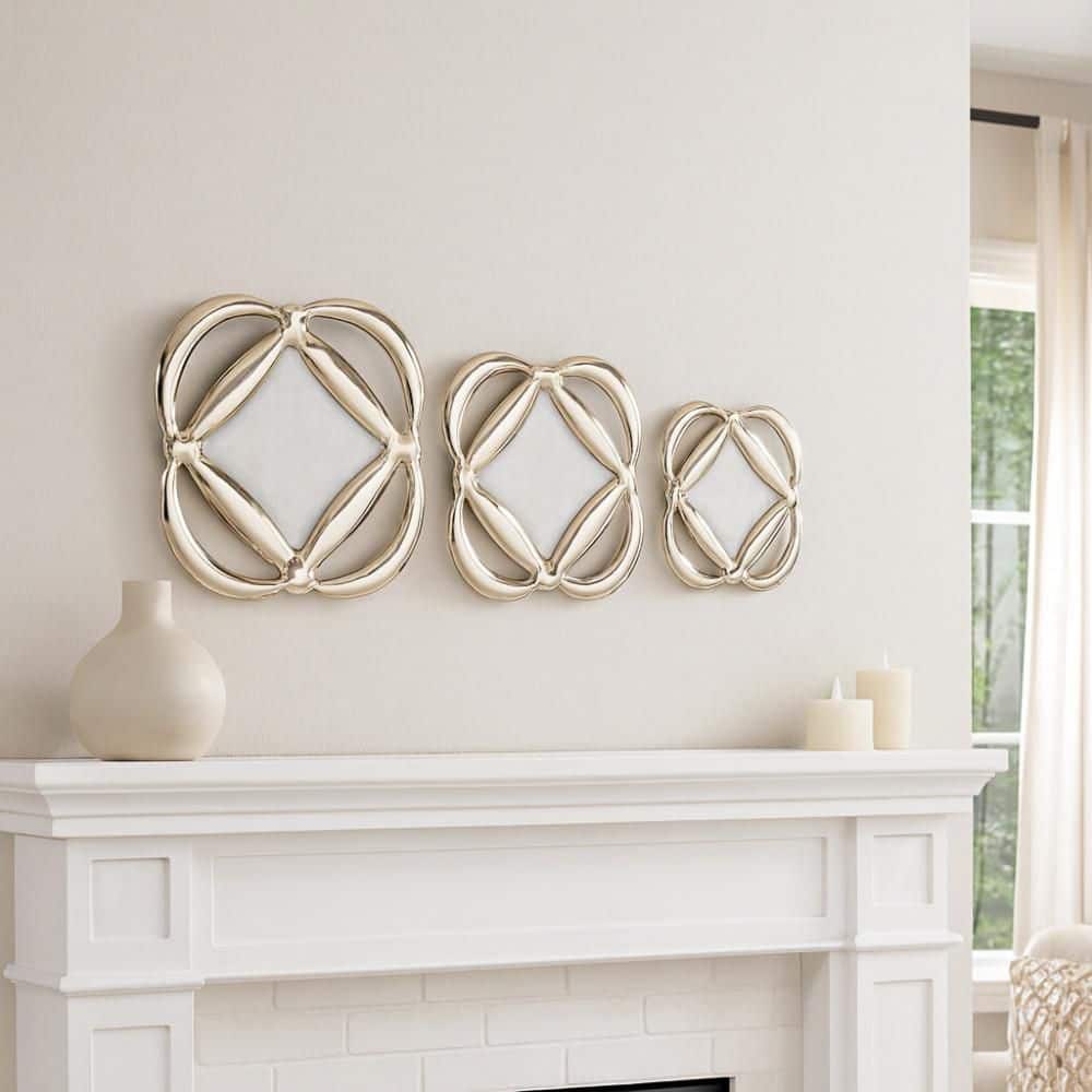 16 in. x 16 in. Gold/White Square Polished Aluminum Alabaster Wall Architectural Decor (Set of 3) price history on PriceWatchPro