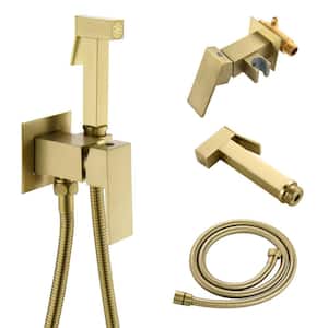 Single-Handle Wall Mount Bidet Faucet with Handle Brass Bided Sprayer for Toilet with Warm Water in Brushed Gold