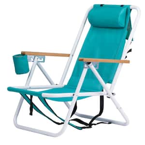Portable Mint Green Steel Folding Adjustable Headrest Beach Chair