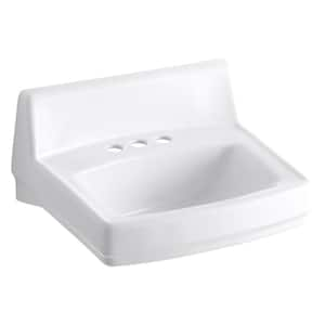 Greenwich Vitreous China Rectangular Vessel Sink with 4 in. Centerset Faucet Holes and No Overflow in White