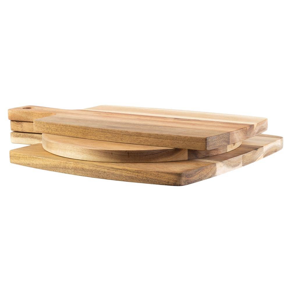 Classic Acacia Wood 3-Piece Cutting Board Set with Handles