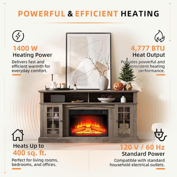 ToolCat 58 in. Freestanding Electric Fireplace TV Stant