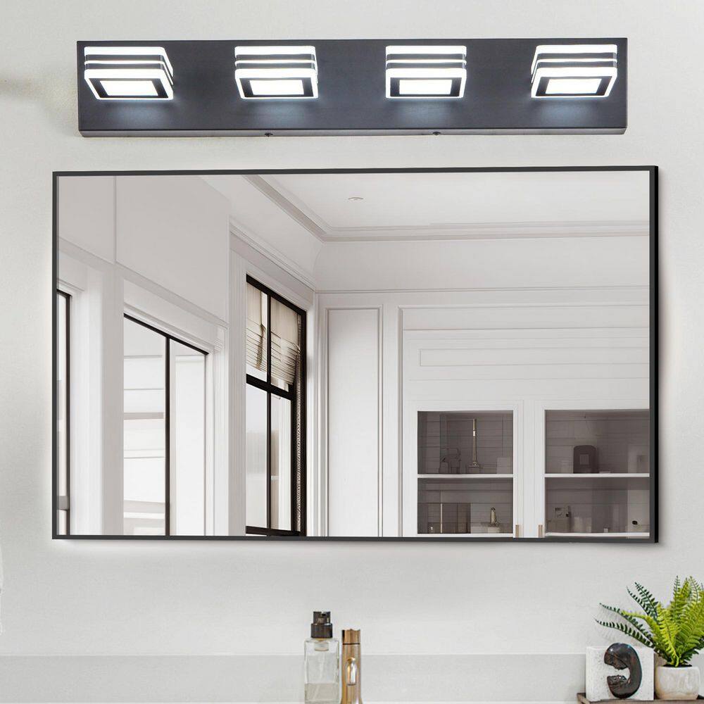 26 in. 4 Light Modern black Vanity Light Fixture Bathroom Over Mirror Wall Lights with Iron Acrylic Minimalist Design price history on PriceWatchPro