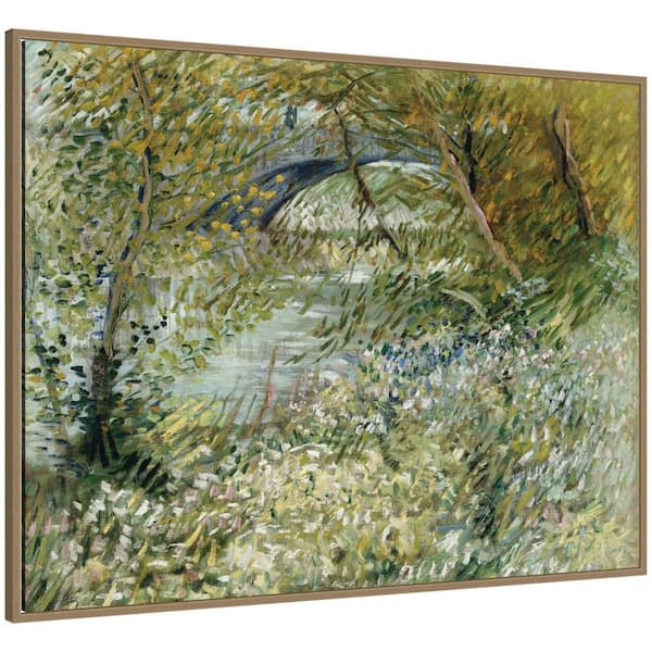 Sylvie "River Bank in Spring Van Gogh" by Nostalgia Prints Landscape Framed Canvas Art Print 32 in. x 42 in.
