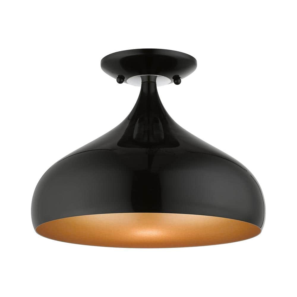 Hansberry 11.75 in. 1-Light Shiny Black Teardrop Semi Flush Mount price history on PriceWatchPro