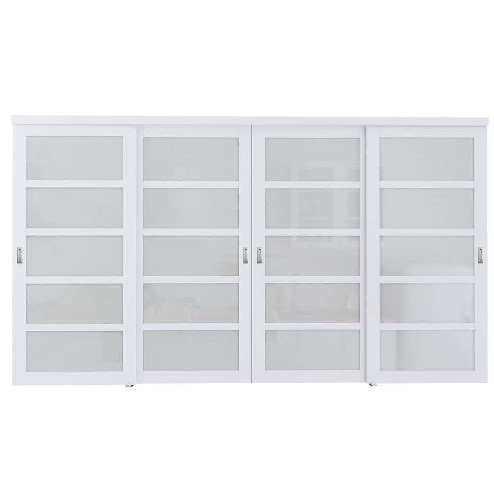 ARK DESIGN 144 in. x 80 in. 5Lite Frosted Glass Primed White MDF