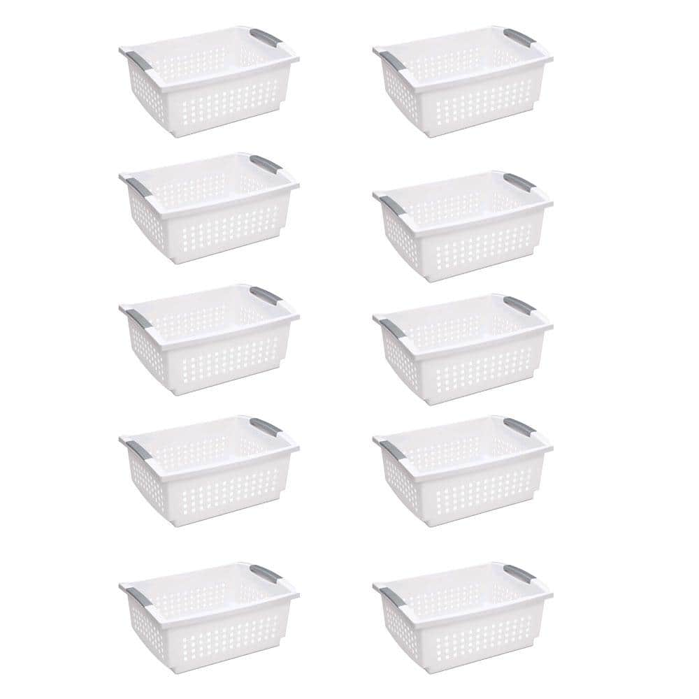 Sterilite Large Stacking Basket Plastic, White 