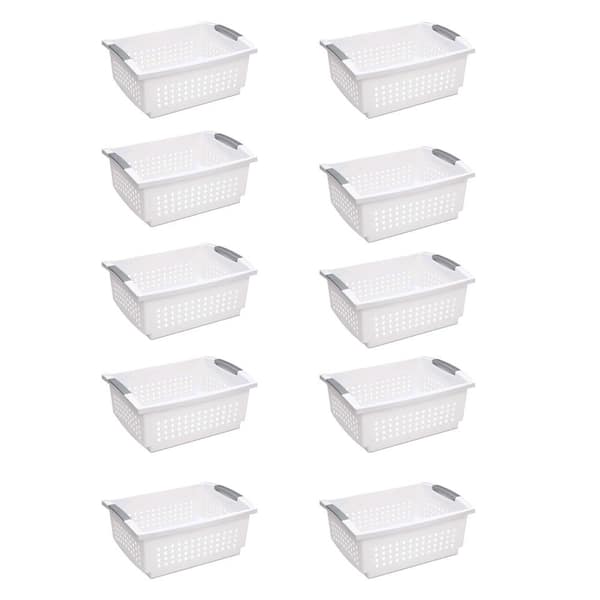 Sterilite Large Stacking Basket Plastic, White 