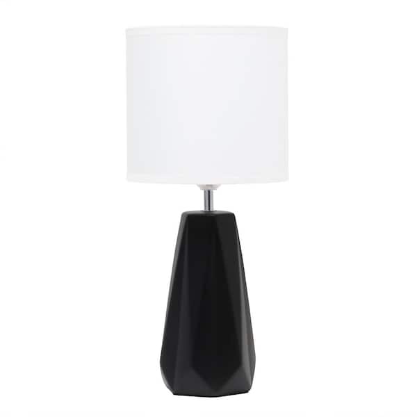 Simple Designs 17.5 in. Black Ceramic Prism Table Lamp