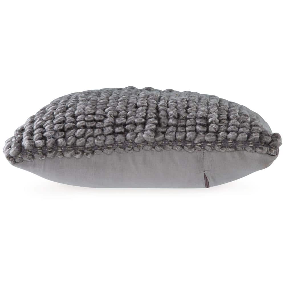 Gray Looped Wool Blend 19'' Square Throw Pillow