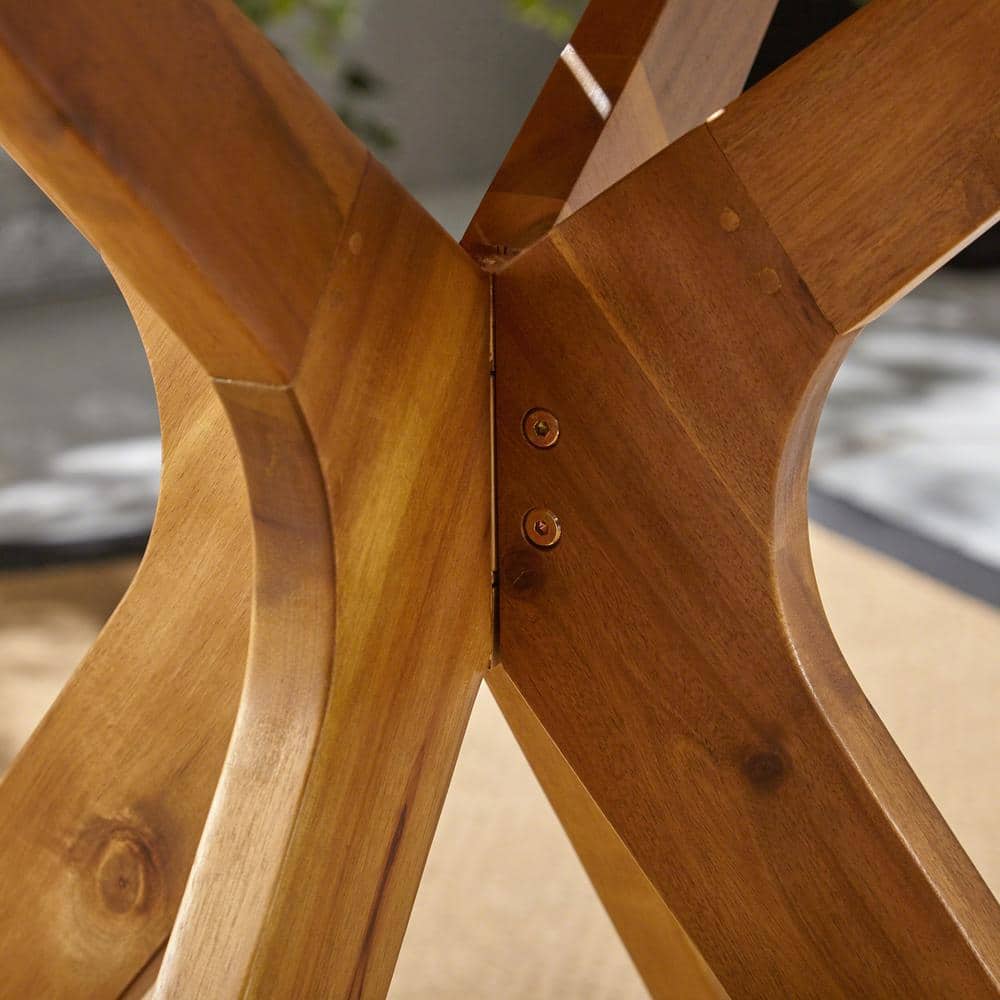 Stamford Square Teak Acacia Wood Dining Table with X Base