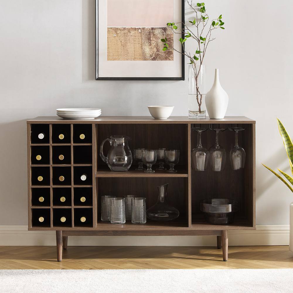 Liam Mid-Century Walnut Sideboard with Wine Storage