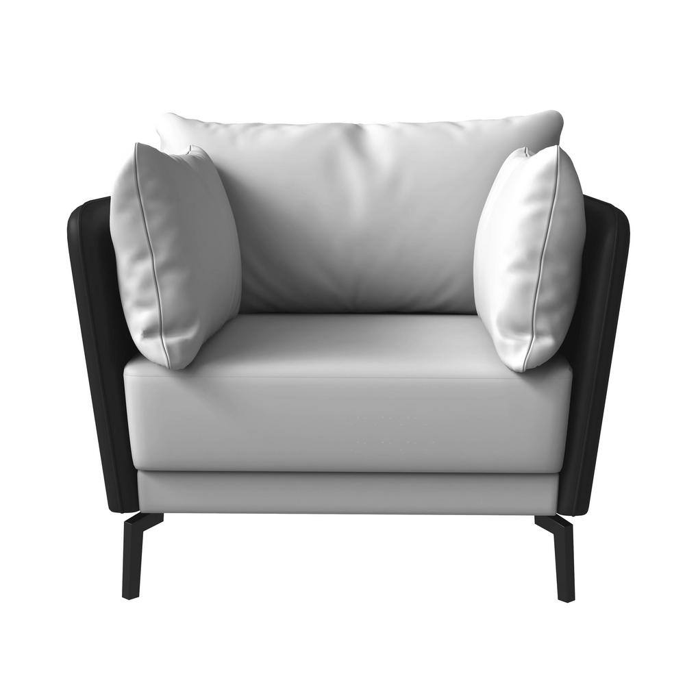 Luxify Black and Gray Faux Leather Barrel Accent Chair