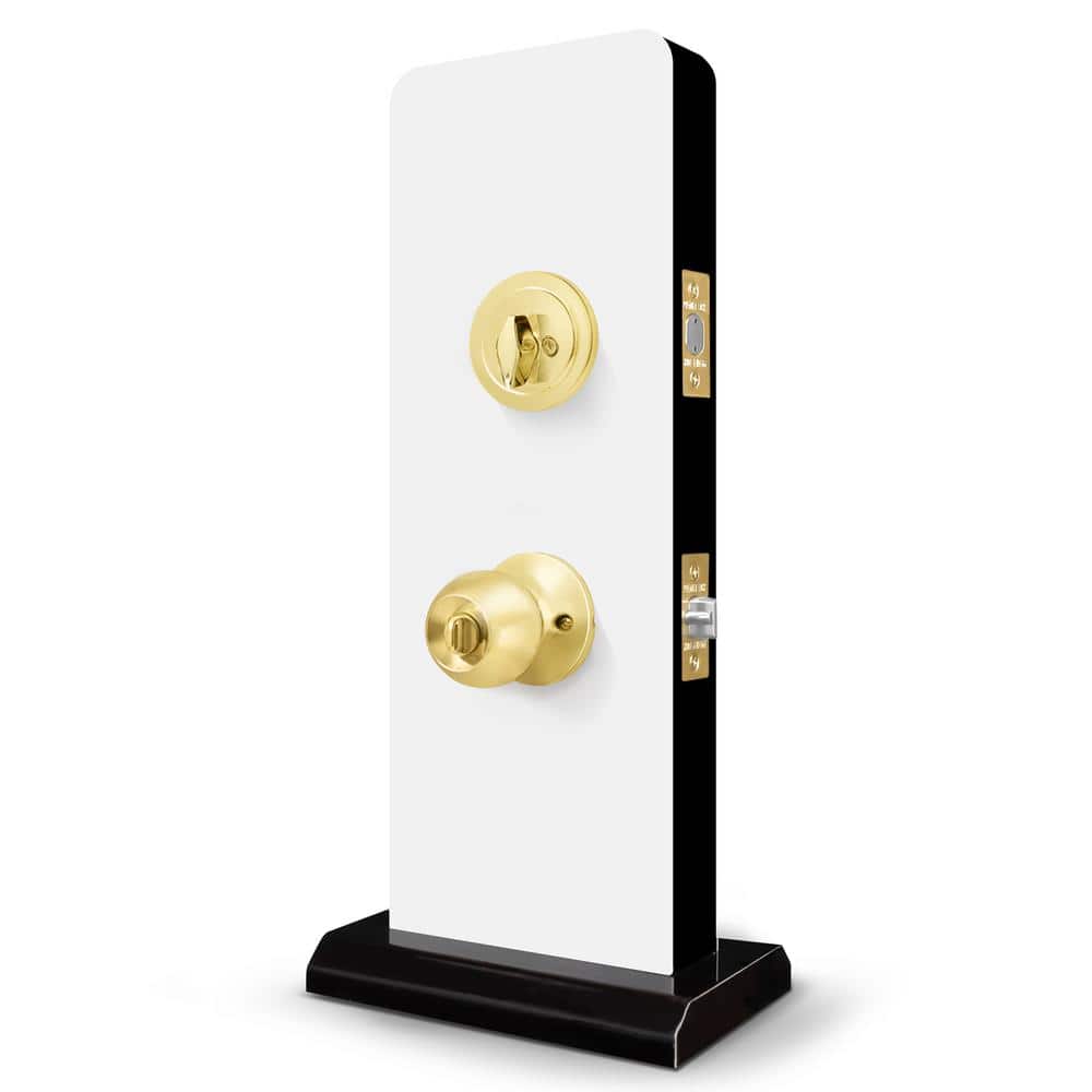 Polished Brass Single Cylinder Deadbolt Entry Knob Set