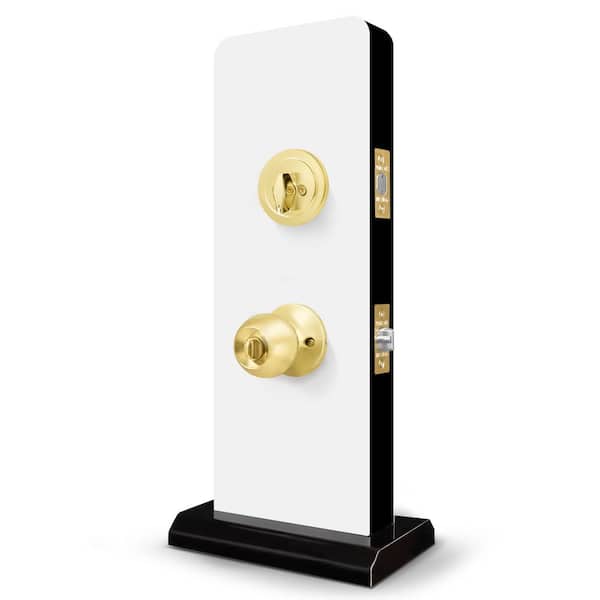 Premier Lock Solid Brass Entry Door Knob Combo Lock Set with
