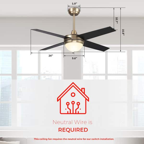 CARRO Nova 48 in. Integrated LED Indoor Gold Smart Ceiling