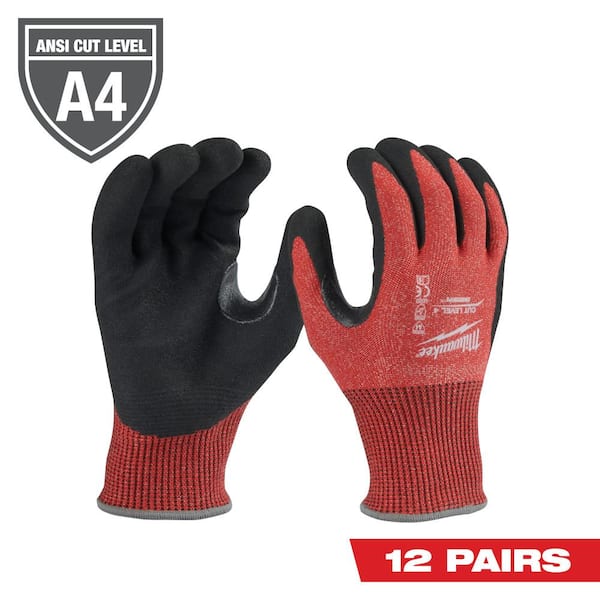 Milwaukee Medium Red Nitrile Level 4 Cut Resistant Dipped Work Gloves (12-Pack)