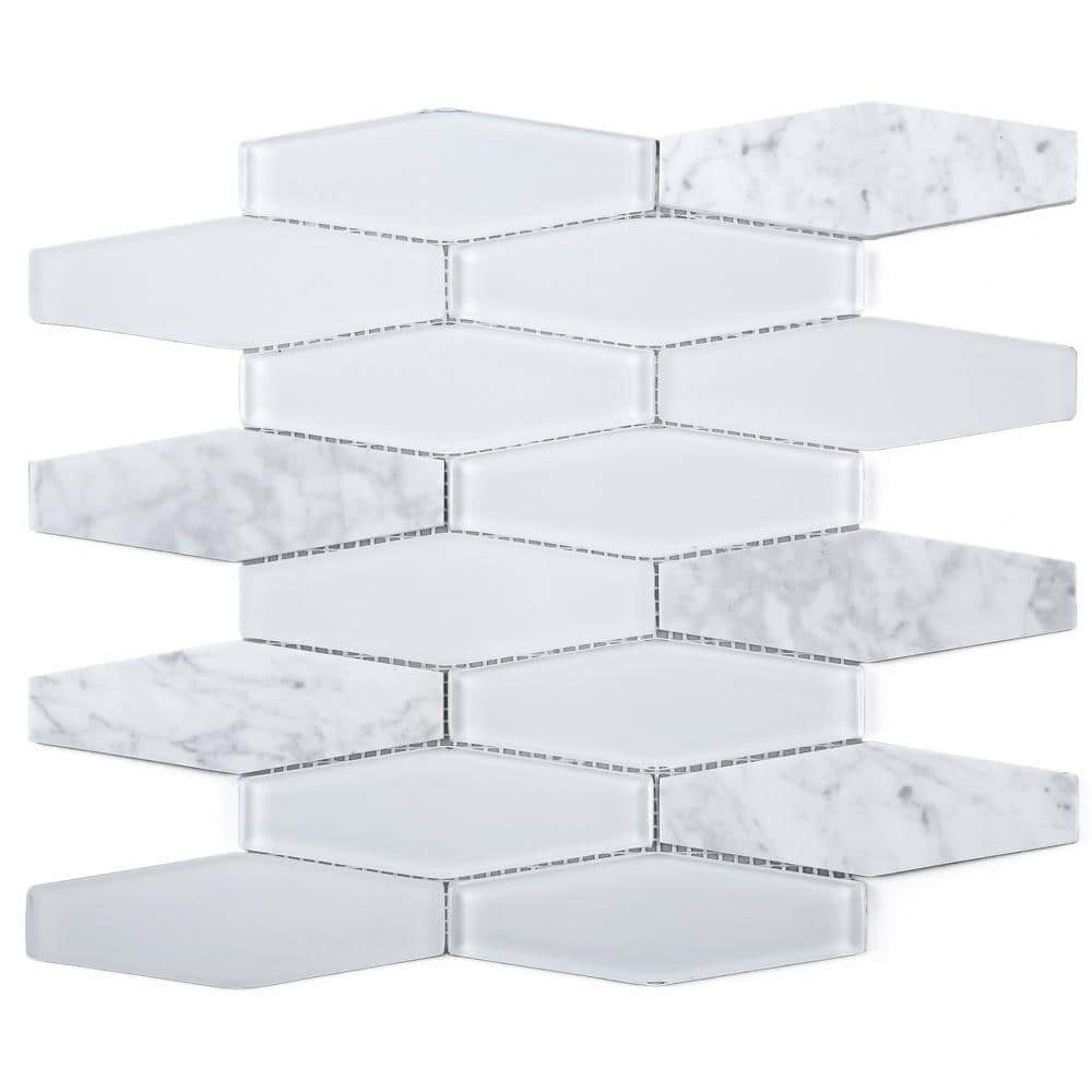 Fusion White 11.82 in. x 11.82 Honeycomb Glossy Glass Mosaic Tile Sample price history on PriceWatchPro