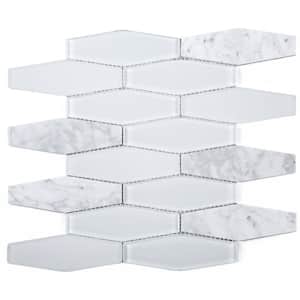 Fusion White 11.82 in. x 11.82 in. Honeycomb Glossy Glass Mosaic Tile (9.7 sq. ft./Case)