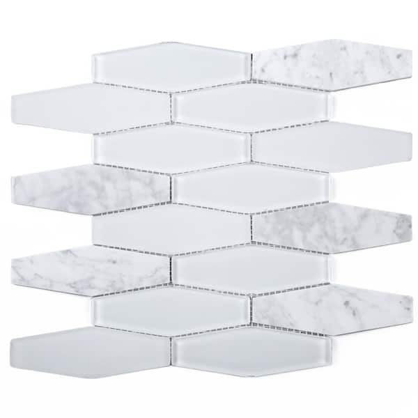 MOLOVO Fusion White 11.82 in. x 11.82 in. Honeycomb Glossy Glass Mosaic Tile (9.7 sq. ft./Case)