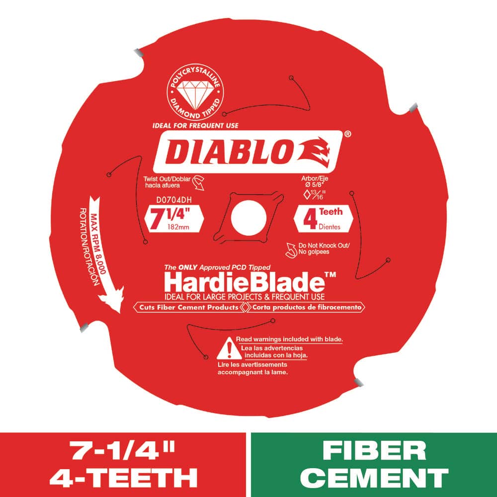 7-1/4 in. x 4-Teeth Polycrystalline Diamond (PCD) Tipped James Hardie/Fiber Cement Saw Blade 7-1/4 in. x 4-Teeth Polycrystalline Diamond (PCD) Tipped James Hardie/Fiber Cement Saw Blade