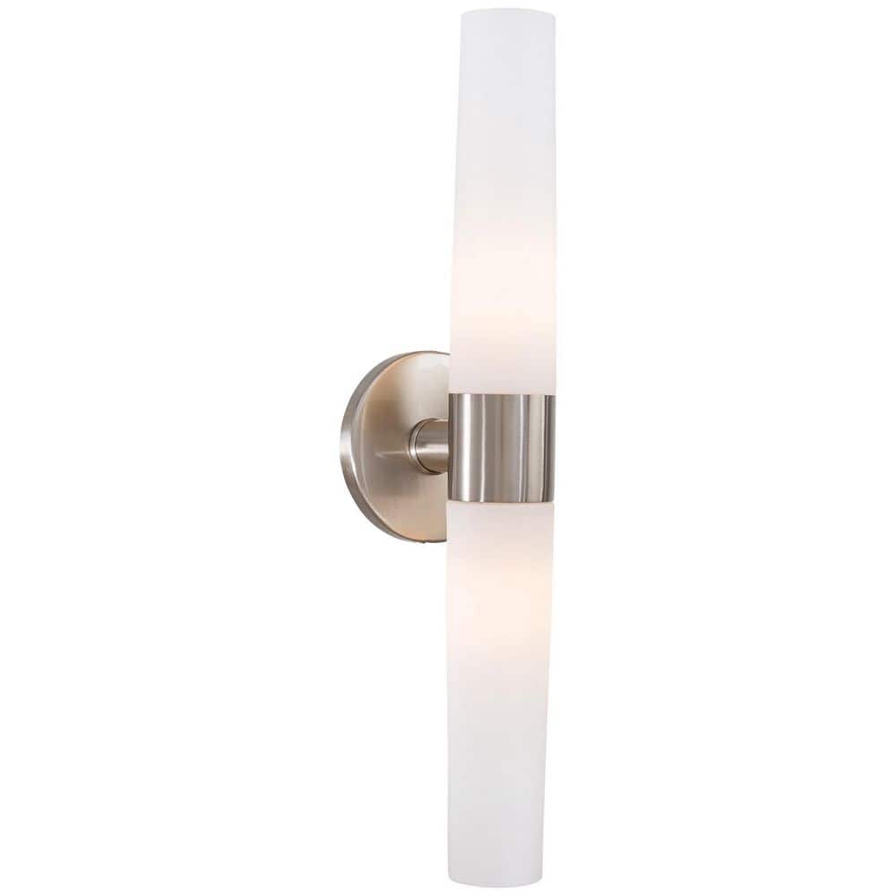 Brushed Nickel 2-Light Dimmable Cylinder Wall Sconce